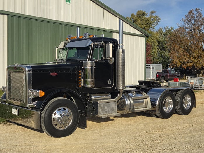 peterbilt black day cab truck